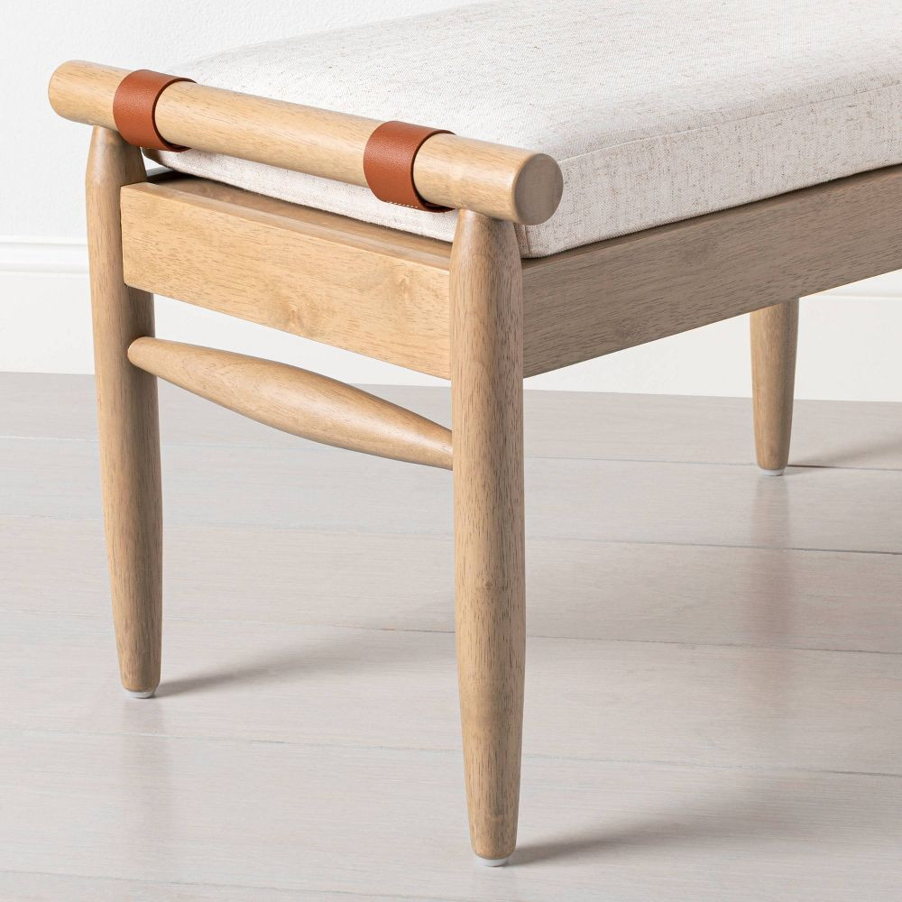 Upholstered Natural Wood Ottoman Oatmeal - Hearth & Hand with Magnolia  | eBay | eBay US