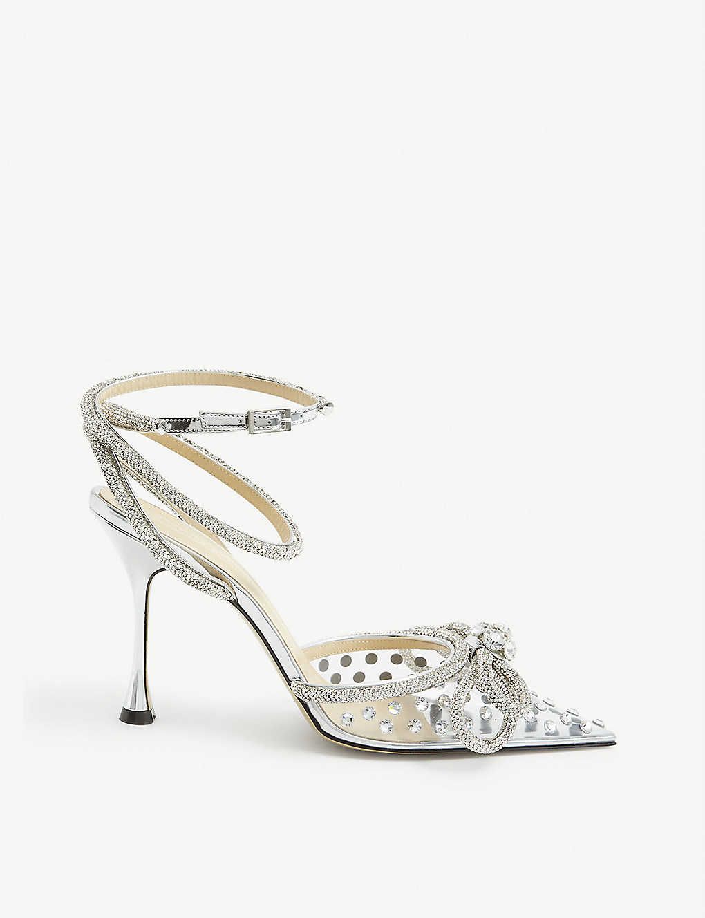 Double Bow crystal-embellished PVC heeled sandals | Selfridges