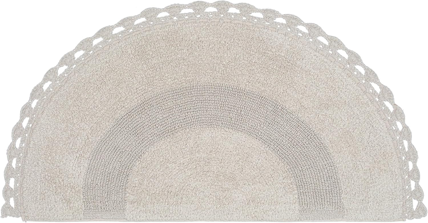 Half Circle Bohemian Bathroom Rug with Handwoven Chrochet Border, Beautifully Handcrafted 100% Co... | Amazon (US)
