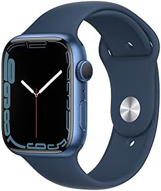 Apple Watch Series 7 GPS, 45mm Blue Aluminum Case with Abyss Blue Sport Band - Regular | Amazon (US)