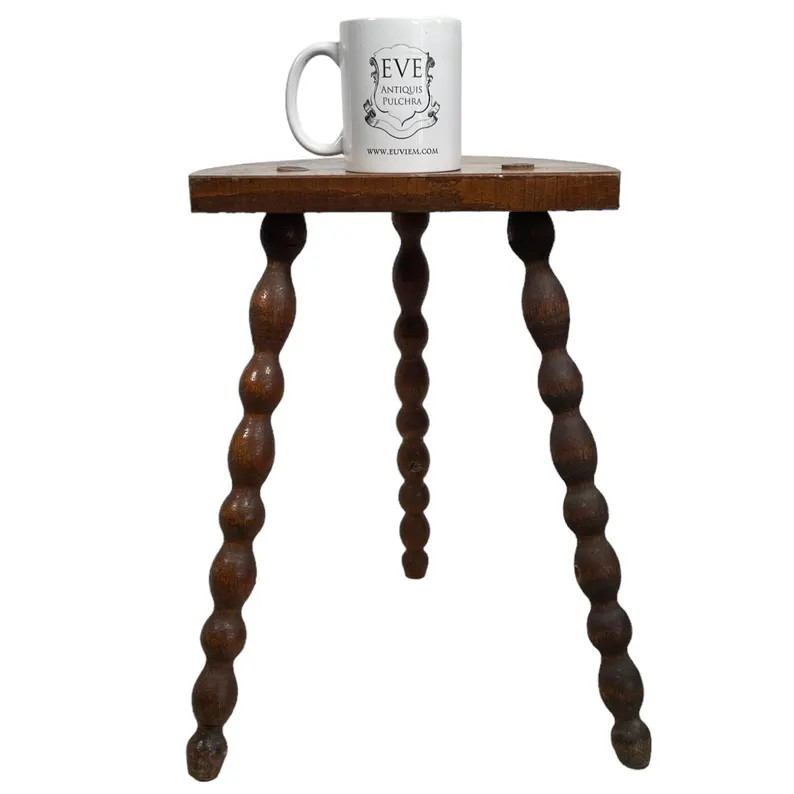 Vintage French Wooden Tripod Bobbin Leg Milking Stool Chair Seat Table Farm D Shaped Seat Plant R... | Etsy (US)