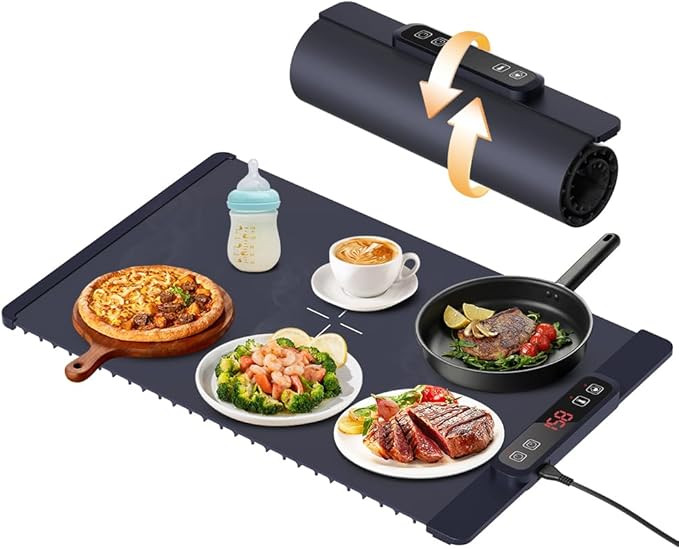 Electric Warming Tray, Fast Full Surface Heating Food Warming Mat, Portable Silicone Warmer with ... | Amazon (US)