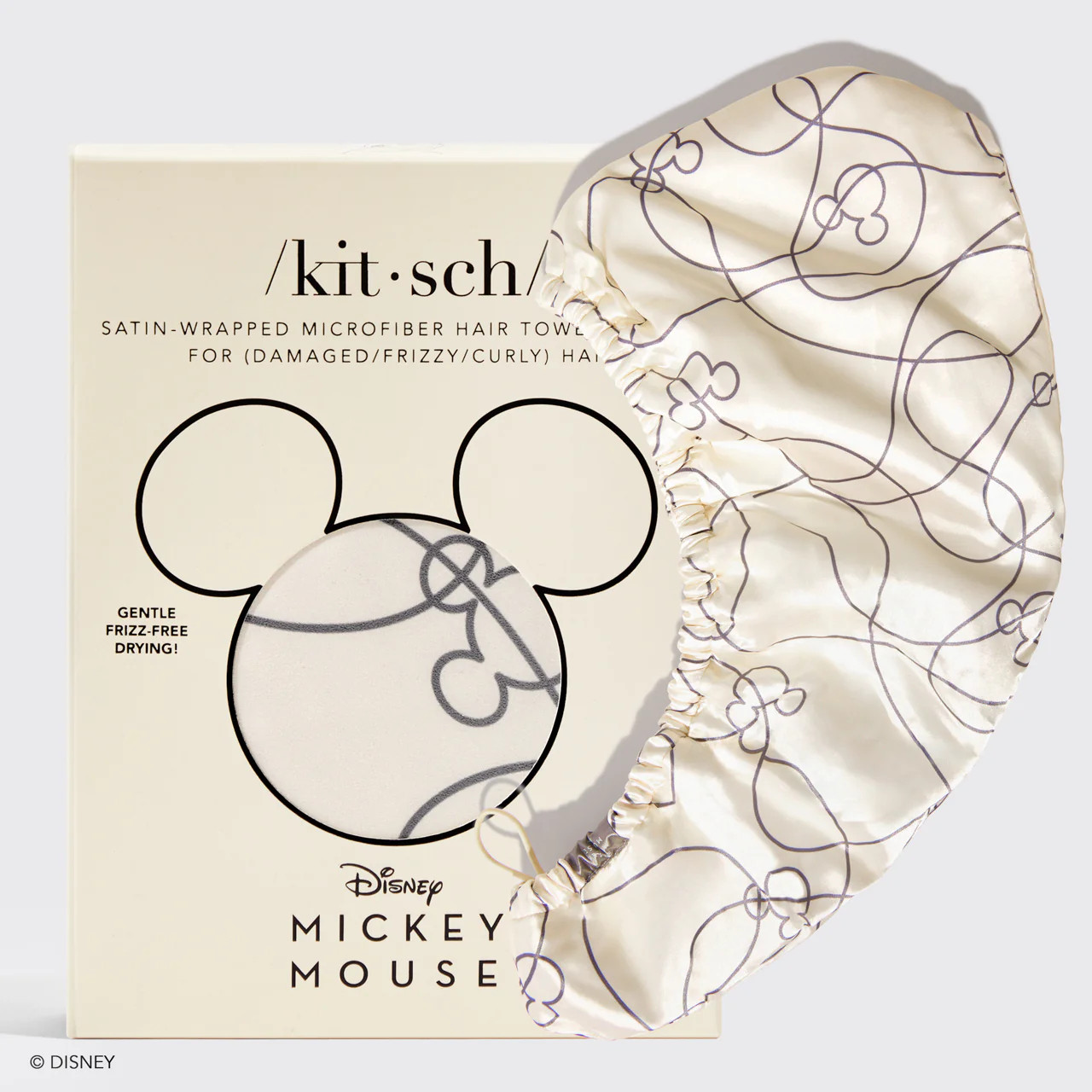 Kitsch & Mickey and Minnie Satin-Wrapped Hair Towel - Mickey Maze | Kitsch