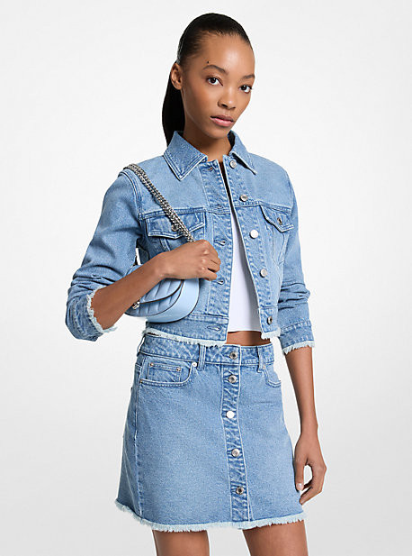Frayed Denim Cropped Jacket | Michael Kors US