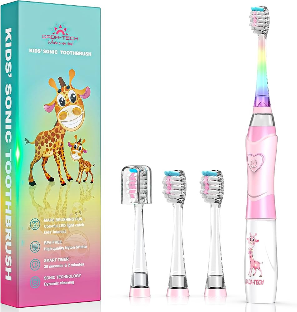 DADA-TECH Kids Electric Toothbrush Toddler Sonic Battery Powered Rainbow Light Up Vibrating Tooth... | Amazon (US)