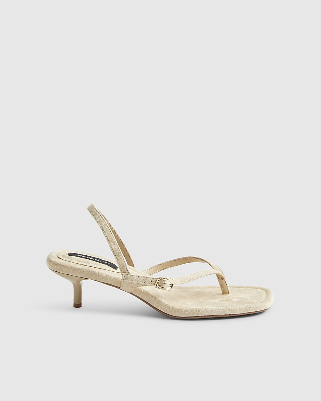 Beige Wide Fit Toe Thong Low Heel Sandal | River Island UK & IE
