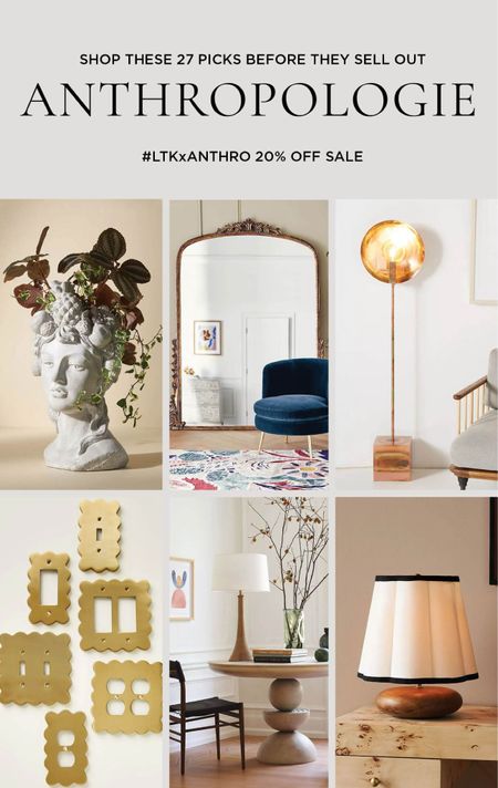 Shop these top Anthro Living home decor and furniture picks. Get 20% off this little grecian bust planter, sculptural modern dining room table, Primrose mirror, copper floor lamp, gold light switch, table lamp, and more all during the Anthropologie sale. #LTKxAnthro 

#LTKsalealert #LTKxAnthro #LTKhome