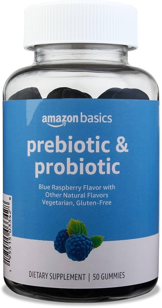 Amazon Basics Prebiotic & Probiotic Gummies, 2 Billion CFU, Blue Raspberry, 50 Count (2 per Servi... | Amazon (US)
