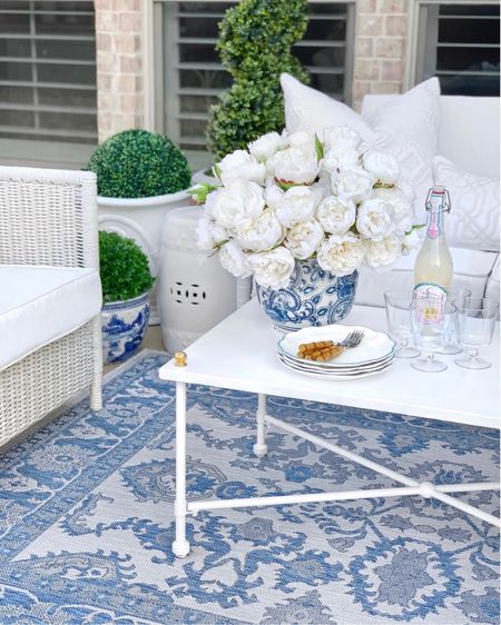 Outdoor patio decor furniture blue rug 

#LTKSaleAlert #LTKHome #LTKFindsUnder50