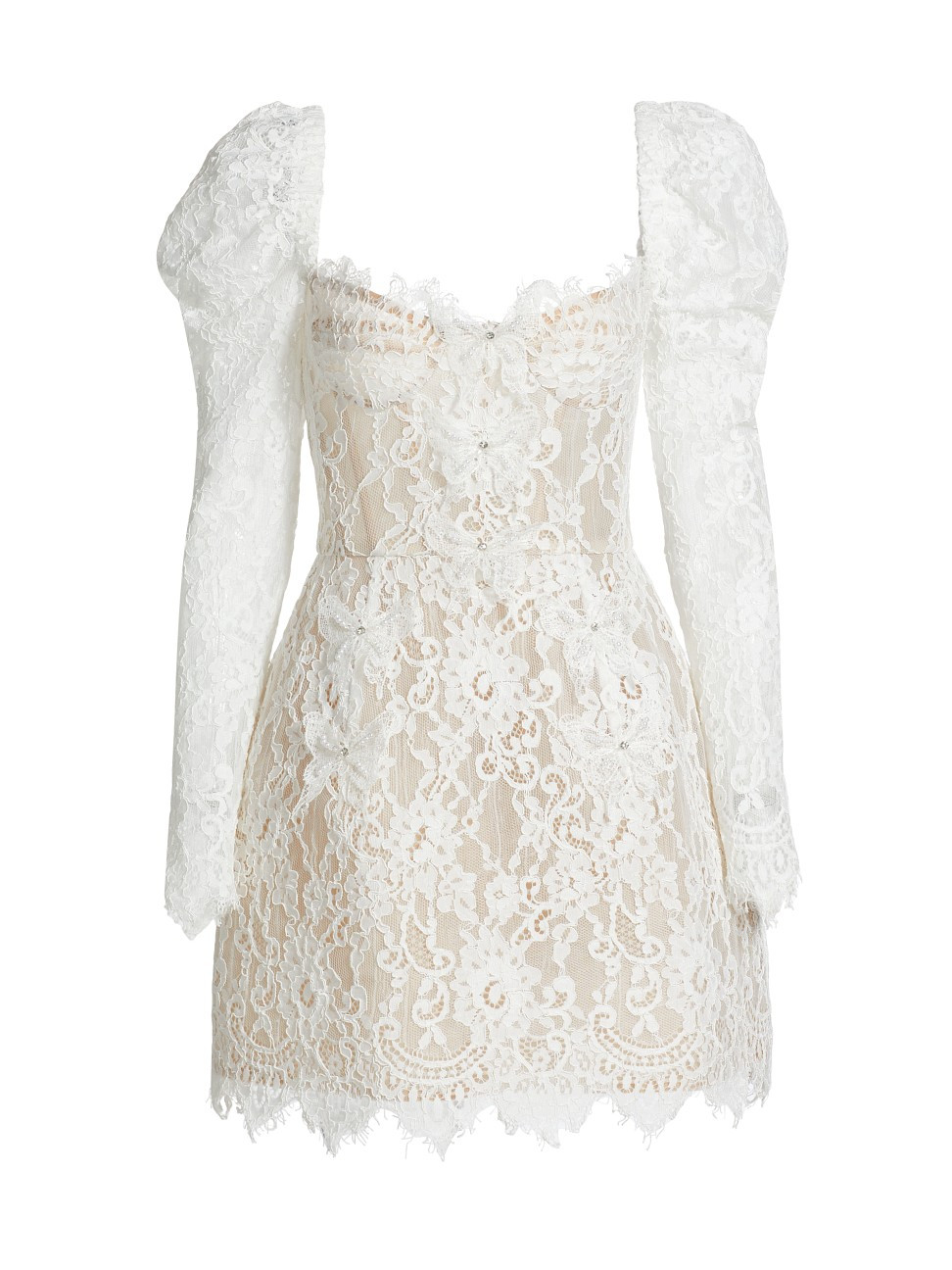 Women's Colette Lace Long-Sleeve Minidress - White - Size XS | Saks Fifth Avenue