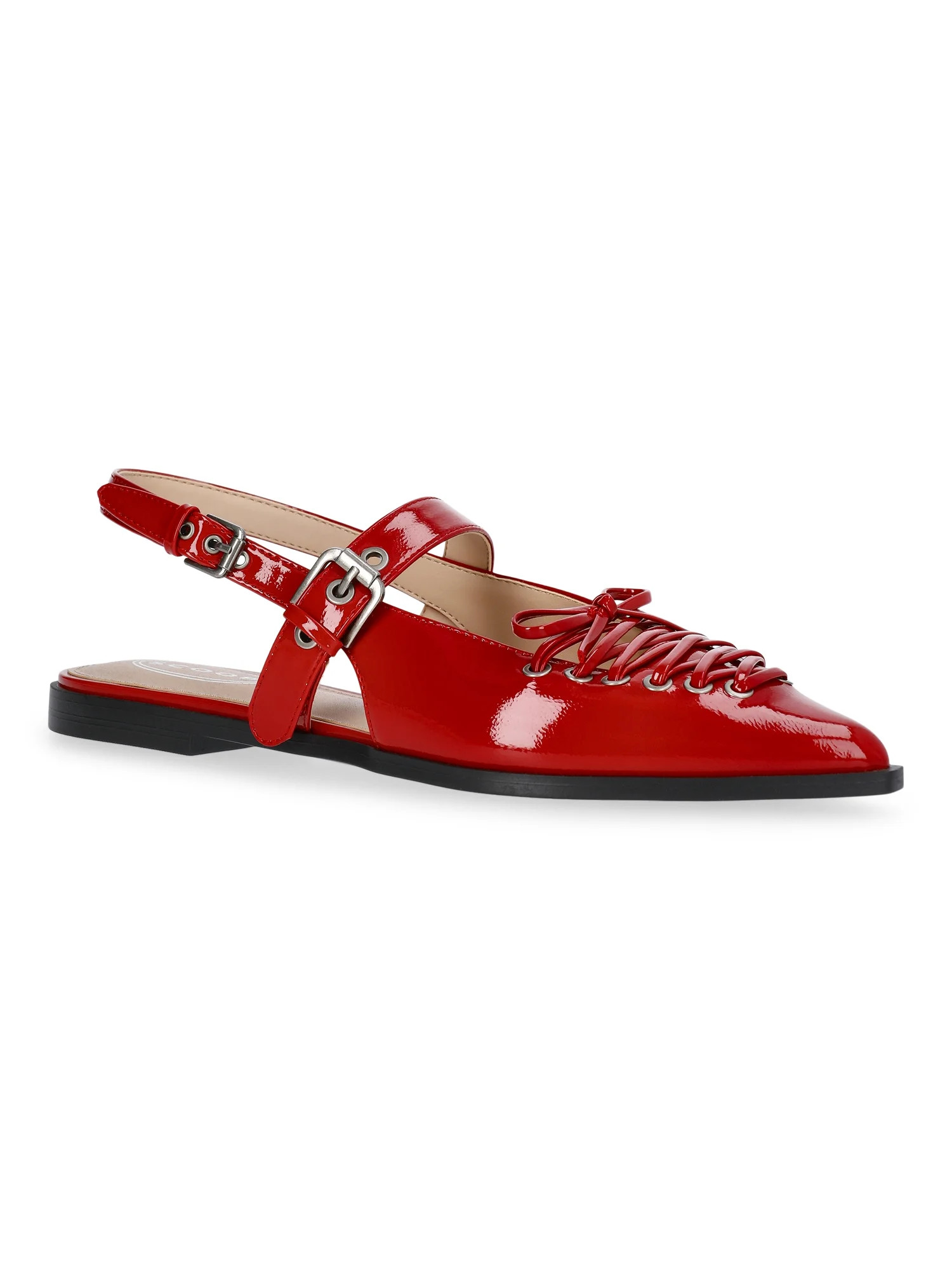 Scoop Women's Patent Faux Leather Corset Flats - Walmart.com | Walmart (US)