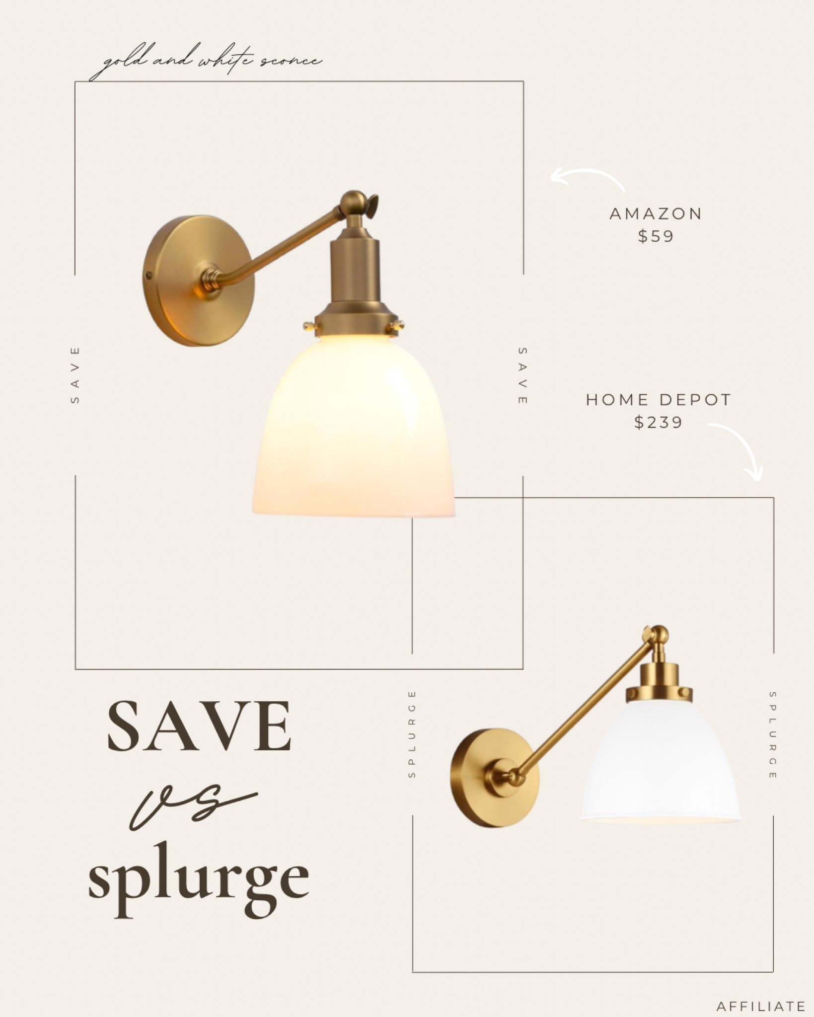 Save or splurge gold and brass sconce 

#LTKHome #LTKSaleAlert