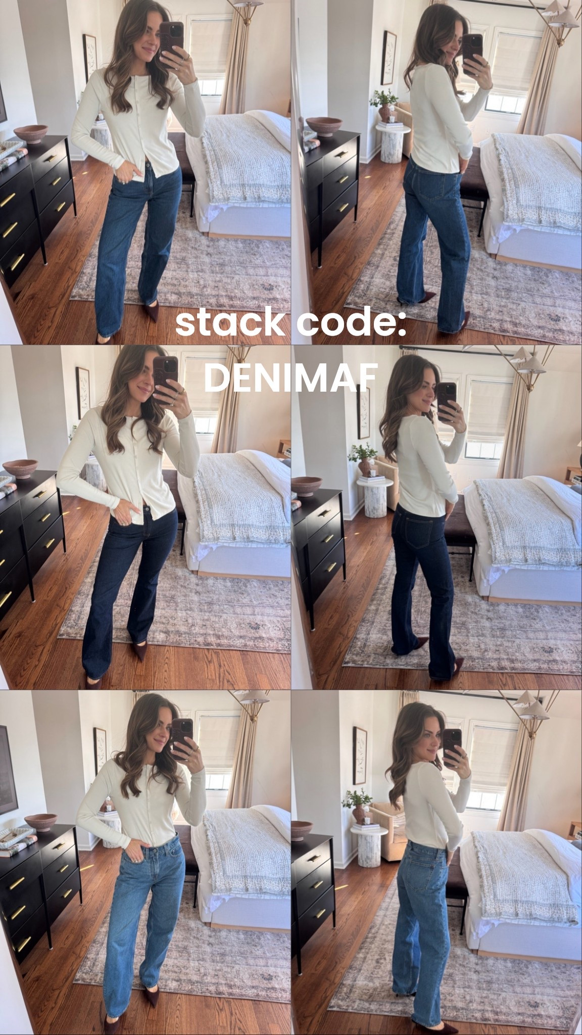 AF DENIM SALE ✨ stack code: DENIMAF (sizing below)
1. High rise 90s relaxed 25R
2. High rise boot cut 25R *also shown in white*
3. The slouchy jean mid rise 25R


#LTKSaleAlert #LTKootd