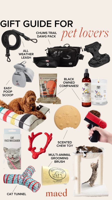 pet lover gifts - gift guides - dog bed - cat bed - dog toys - black owned pet companies - cat toys - dog treats - pet odor eliminator spray - pet friendly candle - trail bag - pet leash 

#LTKGiftGuide #LTKfamily #LTKhome