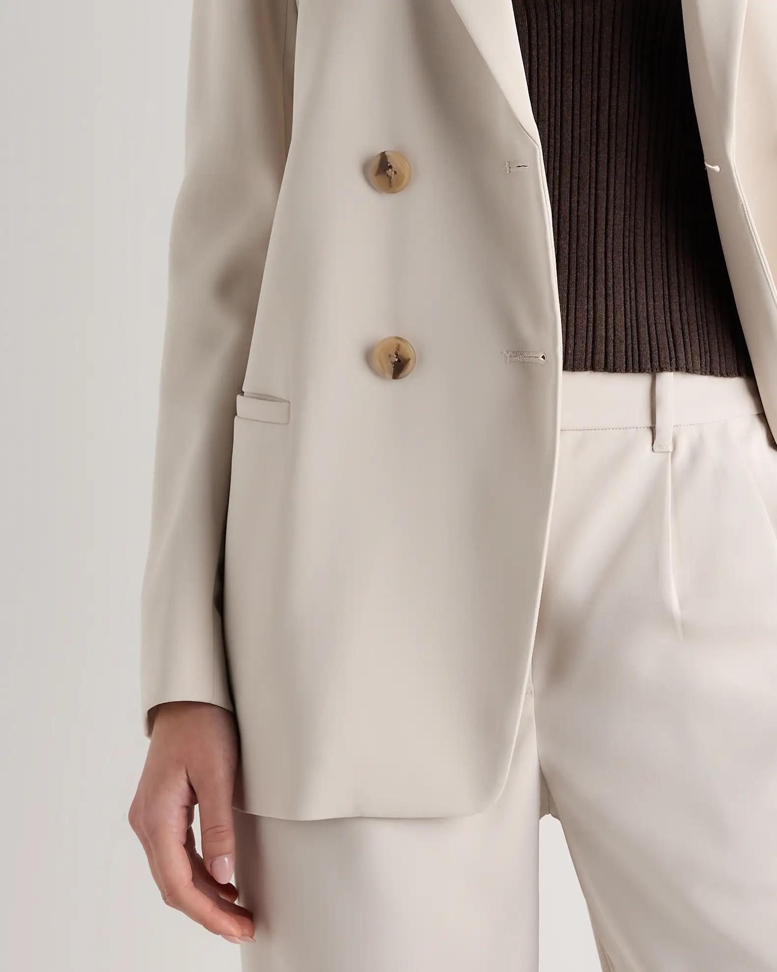 Stretch Crepe Relaxed Double-Breasted Blazer | Quince