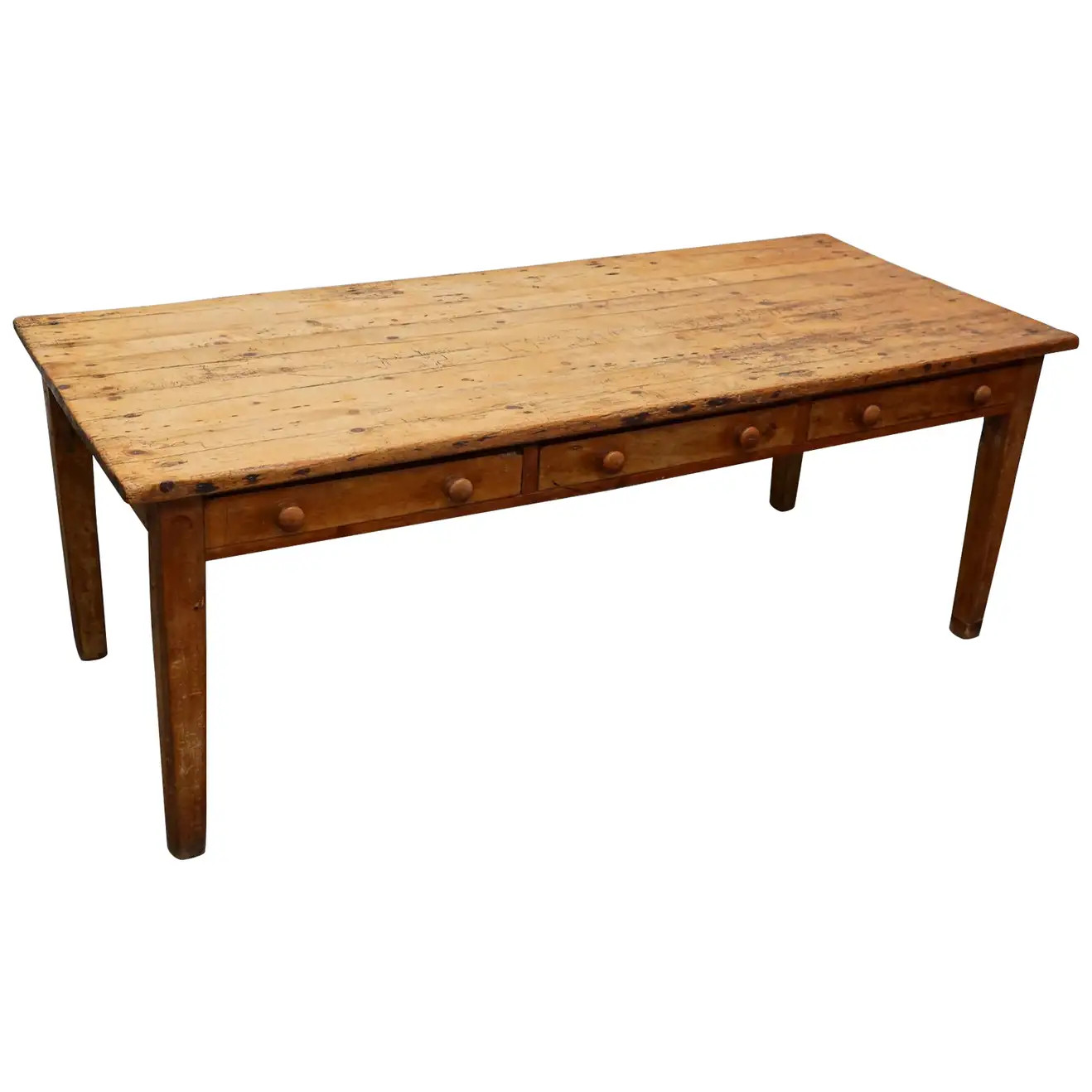 Antique Light Pine English Farmhouse Dining Table, 19th Century | 1stDibs