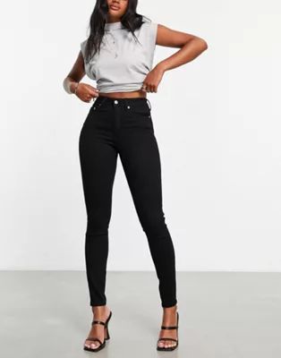 ASOS DESIGN high rise ridley 'skinny' jeans in clean black | ASOS (Global)