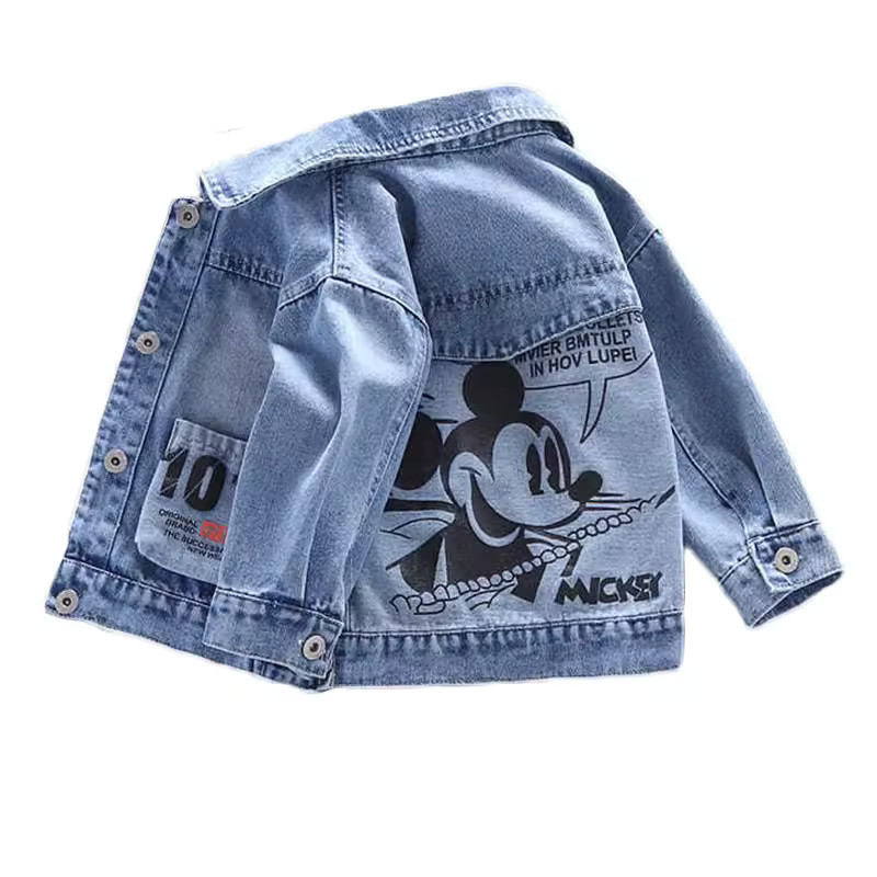 Disney Boys and Girls Mickey Denim Jacket Coat Children's Cotton Coat Cartoon Cute Long Sleeve Fa... | AliExpress (US)