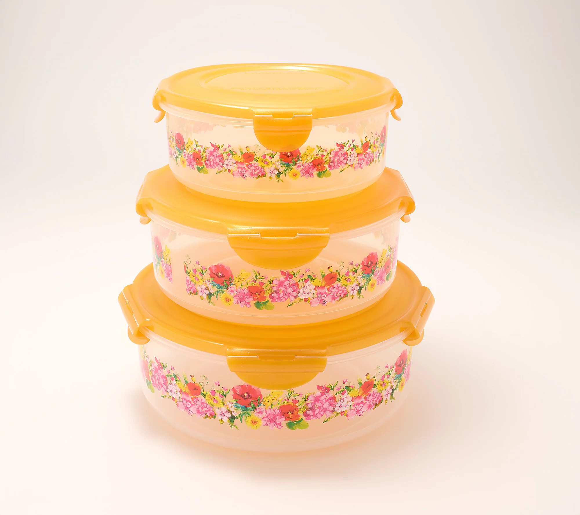 LocknLock 3-Piece Nestable Floral Canisters | QVC