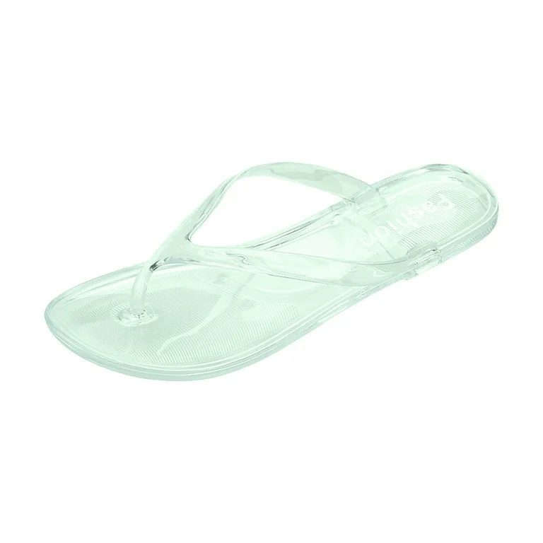JeashCHAT Women's Flip Flops Jelly Thong Sandals Flat Beach Sandals Summer Clear Flip Flops | Walmart (US)