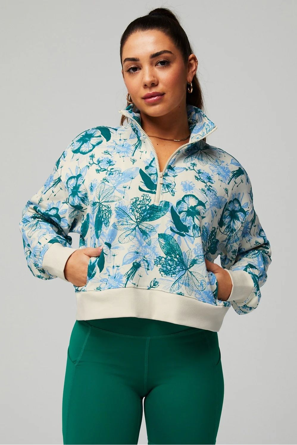 Year Round Terry Half Zip Sweatshirt | Fabletics - North America