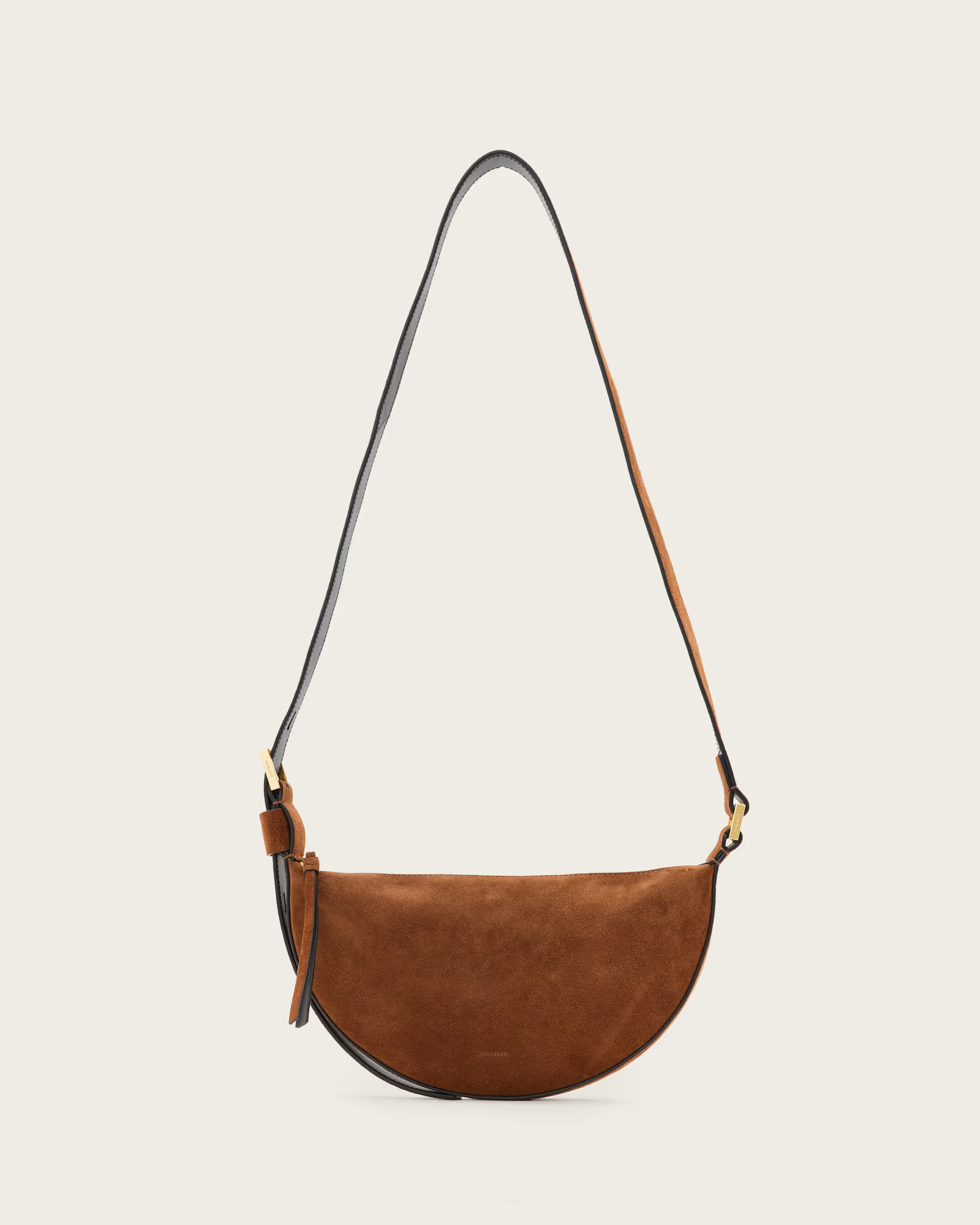 AllSaints Half Moon Suede Crossbody Bag | AllSaints US