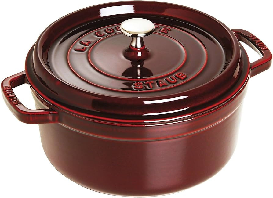 Staub Cast Iron Round Dutch Oven, Made in France, Grenadine, 4-qt, Serves 4-6 people | Amazon (US)