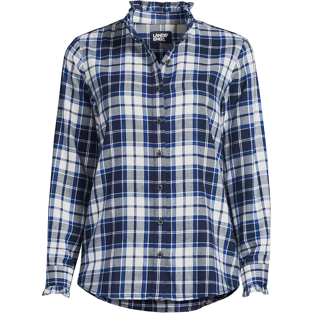 Women's Flannel Ruffle Neck Shirt | Lands' End (US)