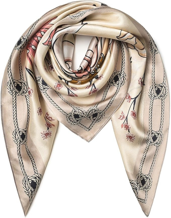 100% Mulberry Silk Scarf 35" Square Lightweight Headscarf, With Gift Packed | Amazon (US)