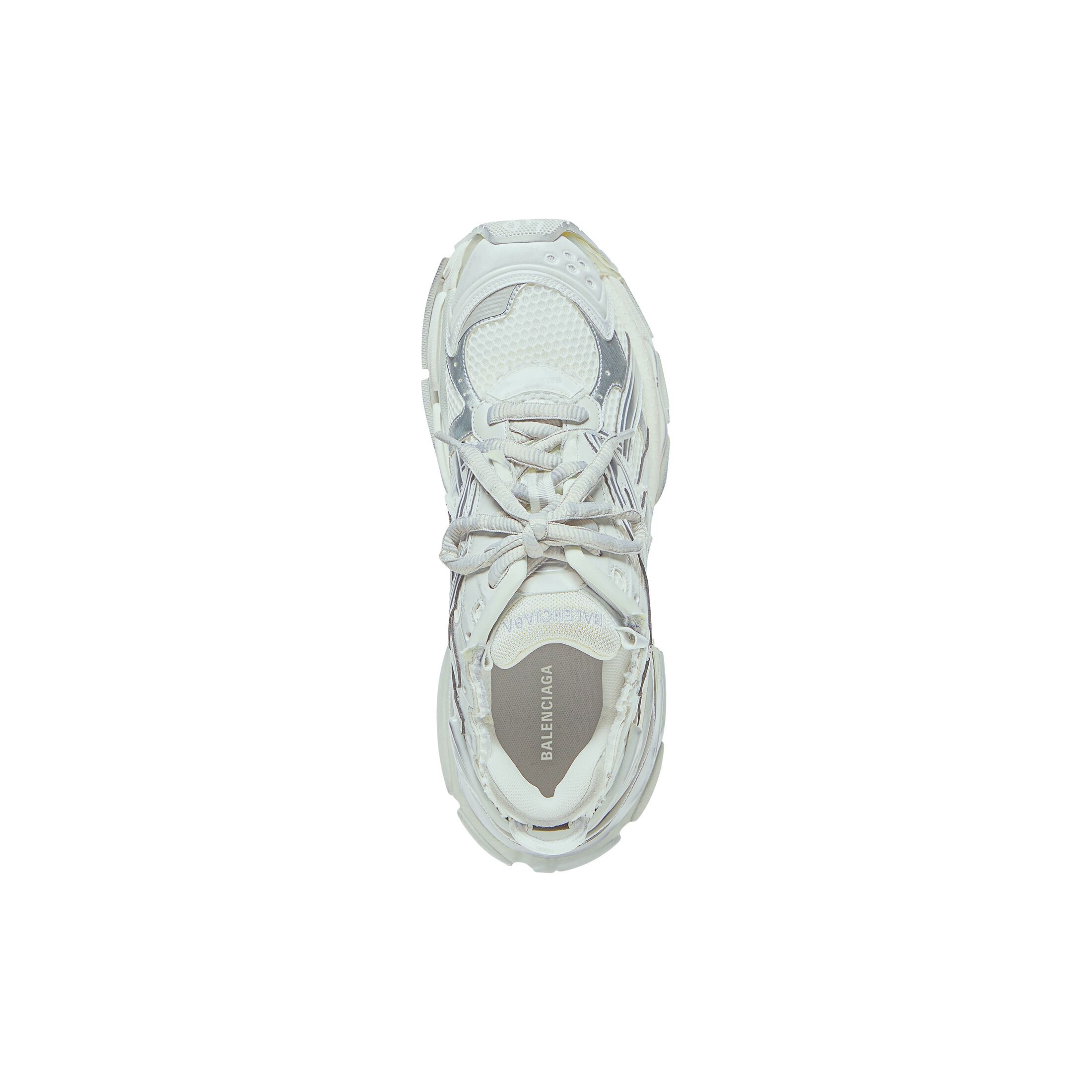 Runner Sneaker in white, grey and silver mesh and nylon | Balenciaga