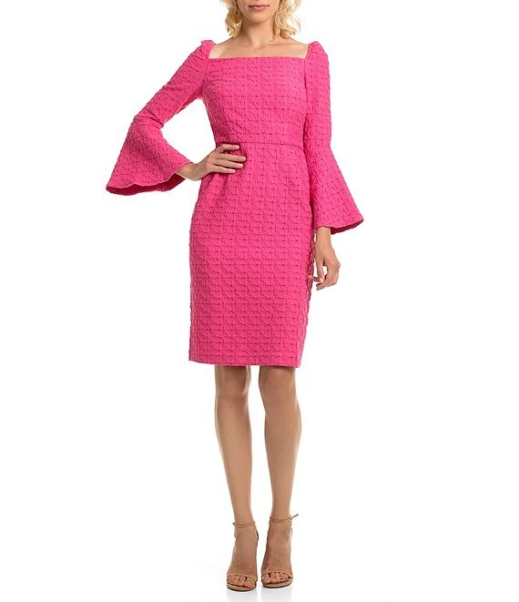 trina TRINA TURK Square Neck Bell Sleeve Sheath Dress | Dillards