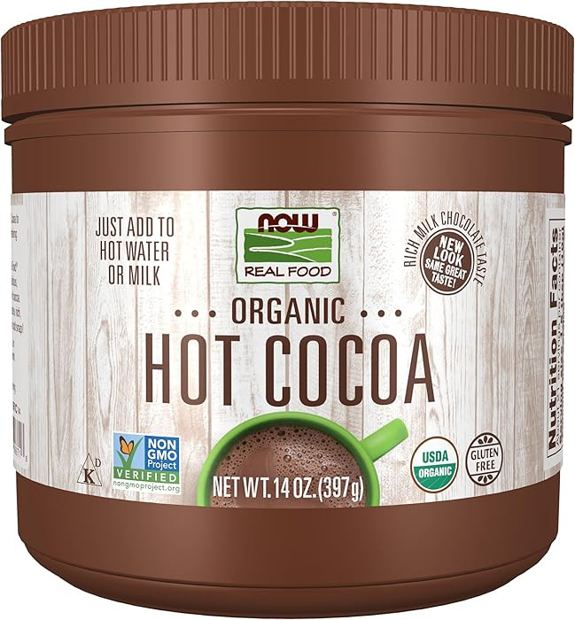 NOW Foods, Cocoa Lovers™ Organic Hot Cocoa, Instant, Rich Milk Chocolate Taste, Low-Fat and Glu... | Amazon (US)