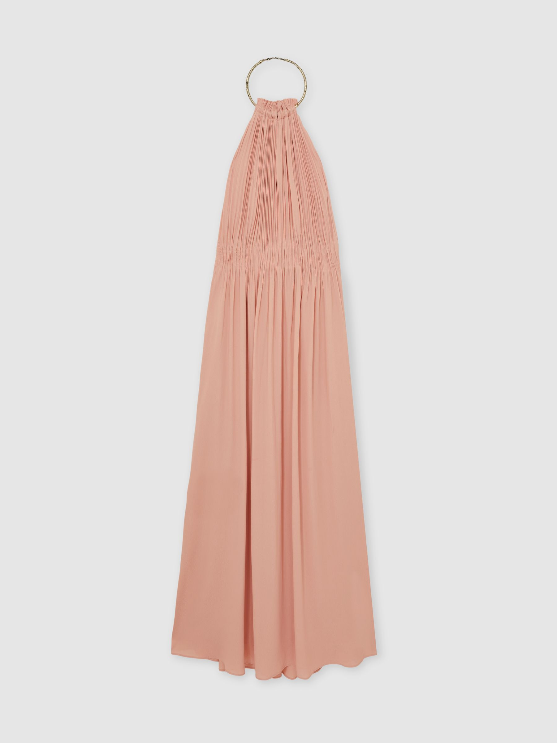 Ring-Detail Halterneck Maxi Dress in Pink | Reiss US