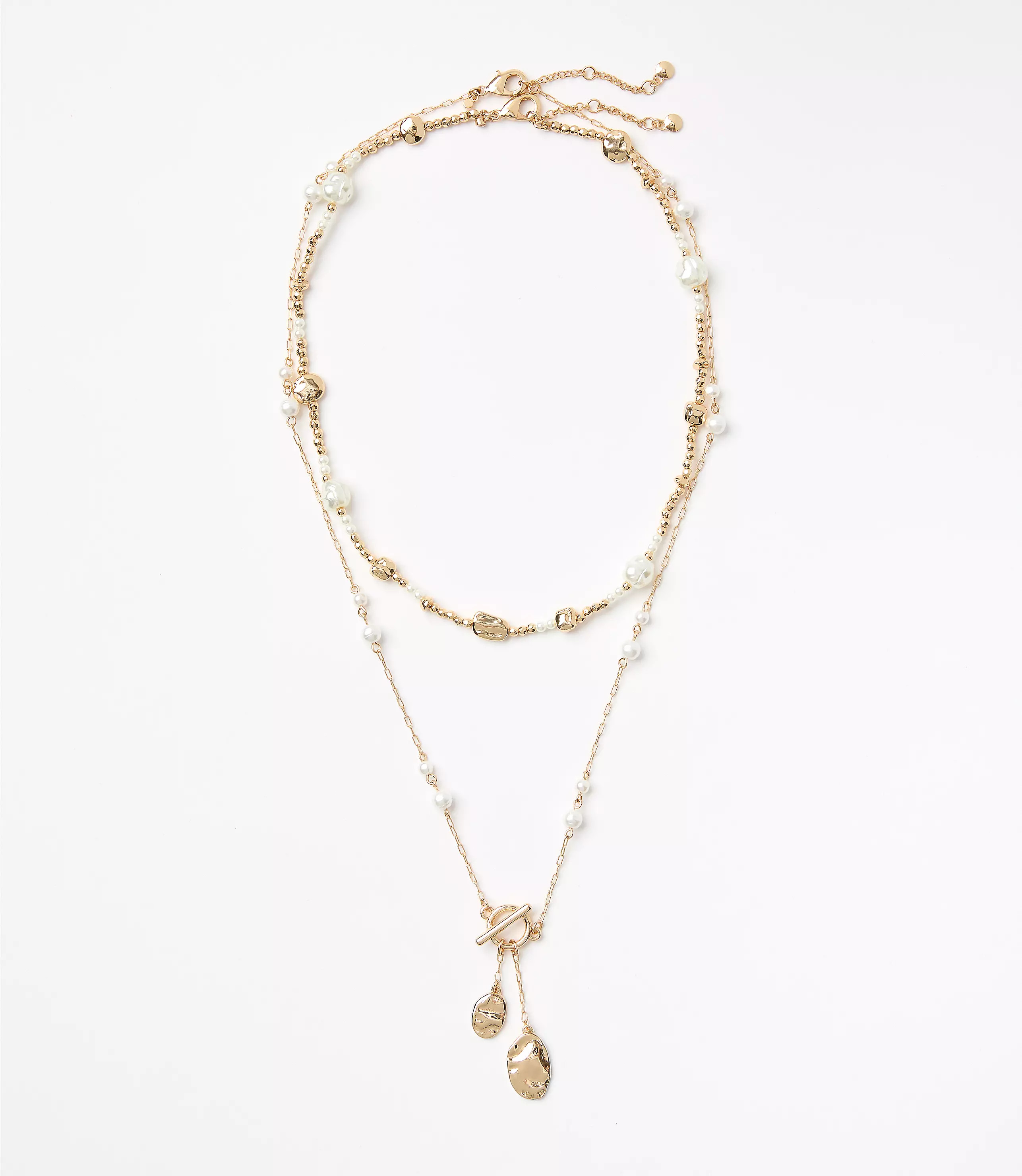 Pearlized Molded Layered Toggle Necklace Set | LOFT