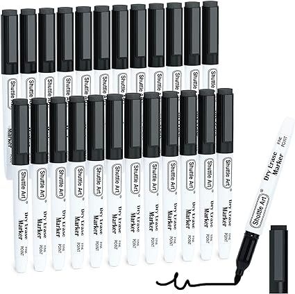 Dry Erase Markers, Shuttle Art 25 Pack Black Magnetic Whiteboard Markers with Erase, Fine Point D... | Amazon (US)