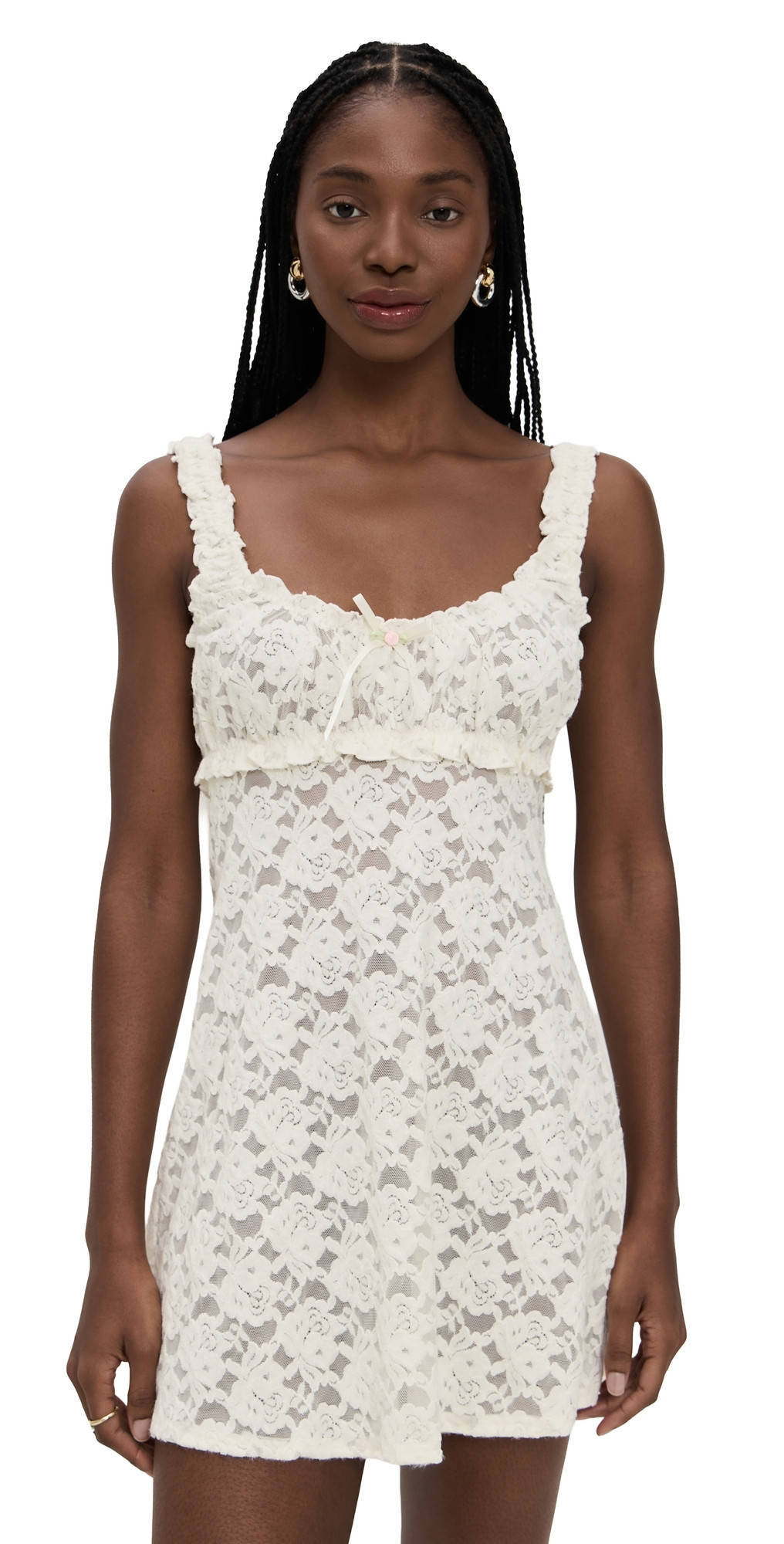 For Love & Lemons Cloud Lace Slip Dress White L | Shopbop