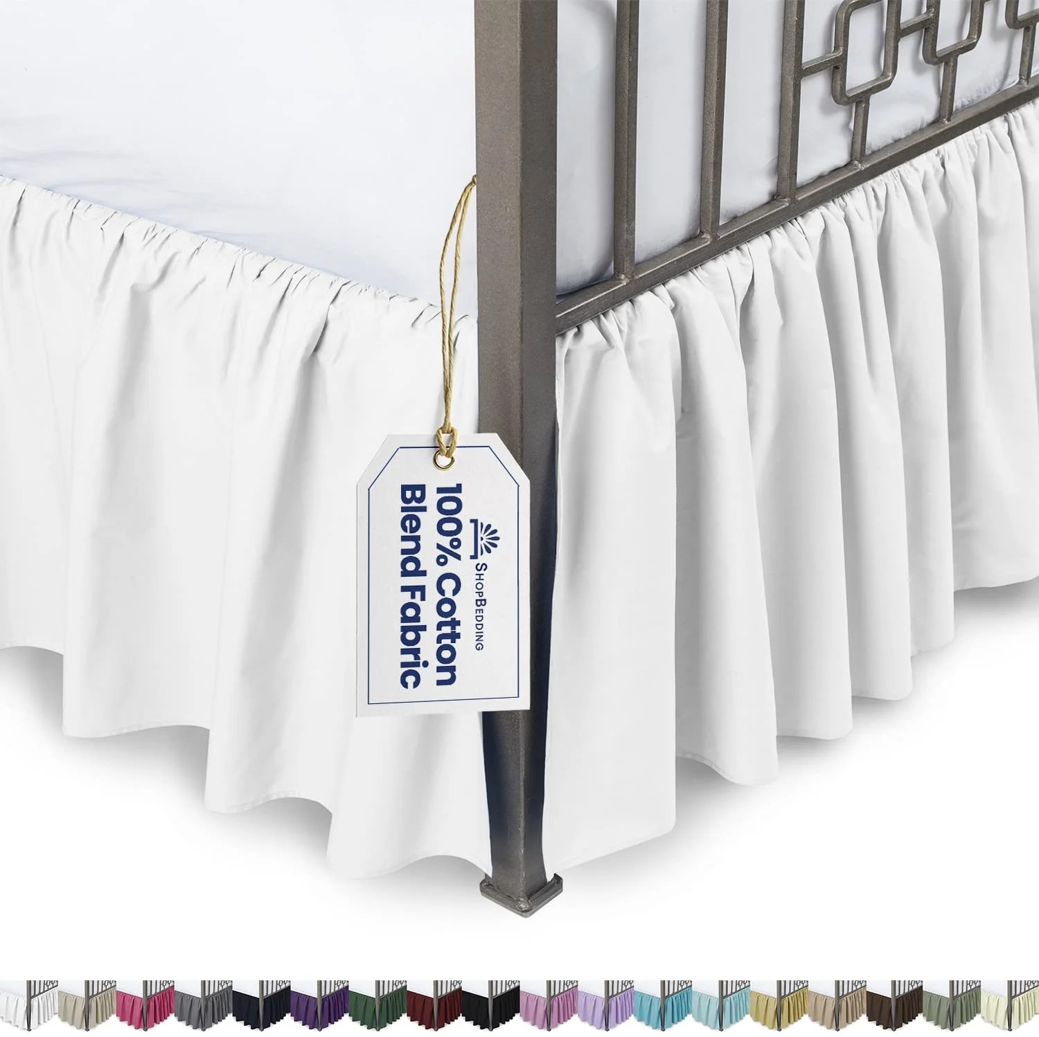 Ruffled Bed Skirt with Split Corners - Full, White, 21 Inch Drop Cotton Blend Bedskirt (Available... | Walmart (US)