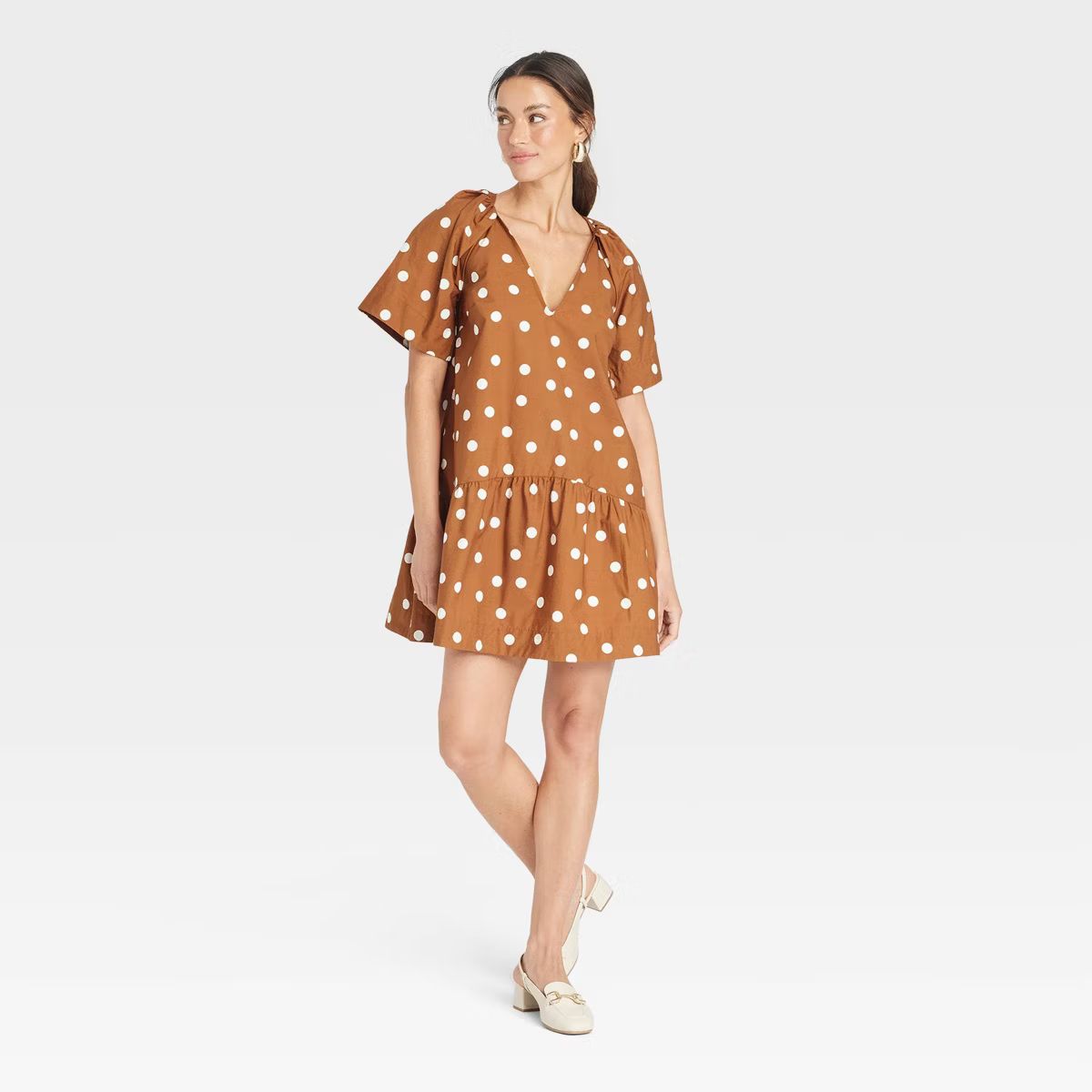 Women's Flutter Short Sleeve Mini Poplin Dress - A New Day™ | Target