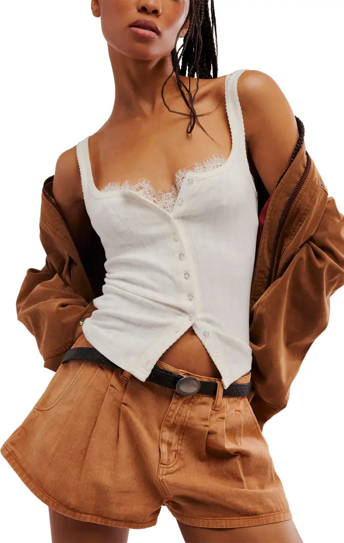 End Game Pointelle Button-Up Tank | Nordstrom