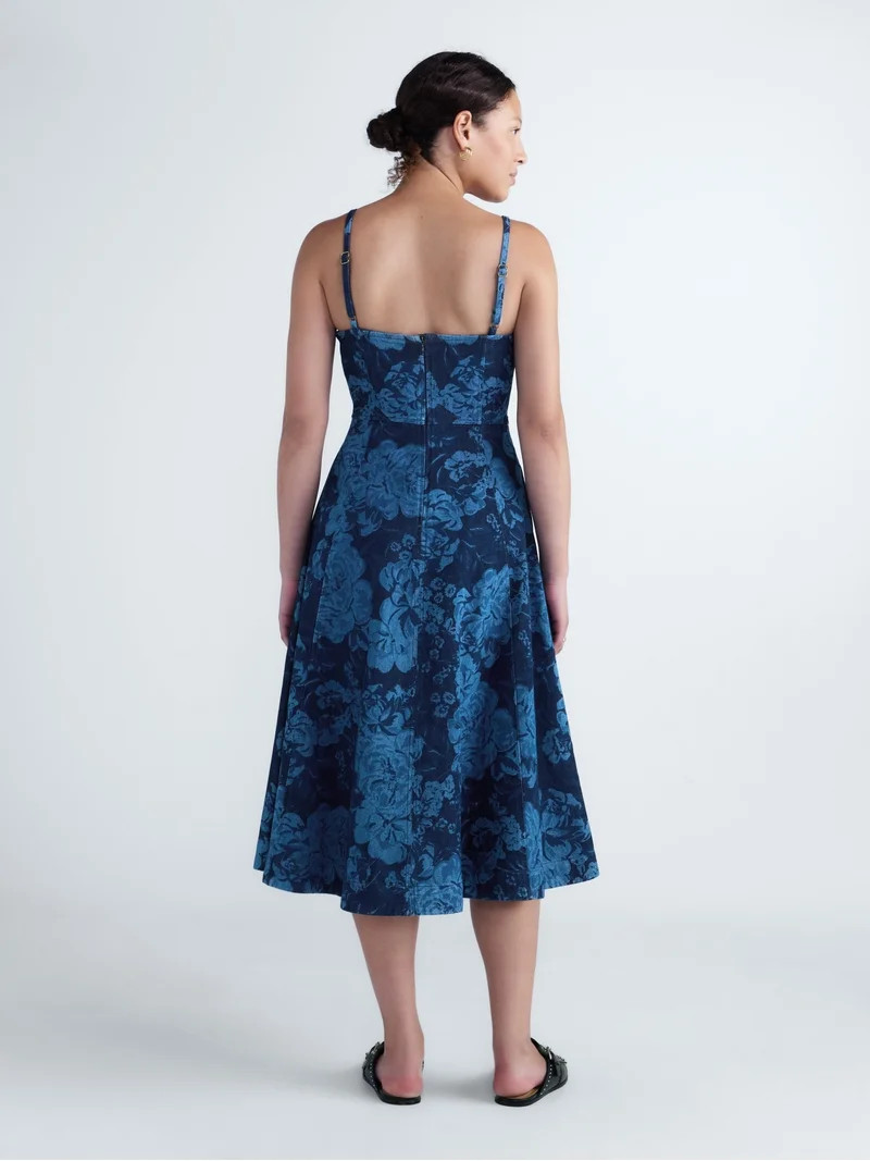 Free Assembly Women's and Women's Plus Corset Midi Dress, Sizes XS-4X | Walmart (US)