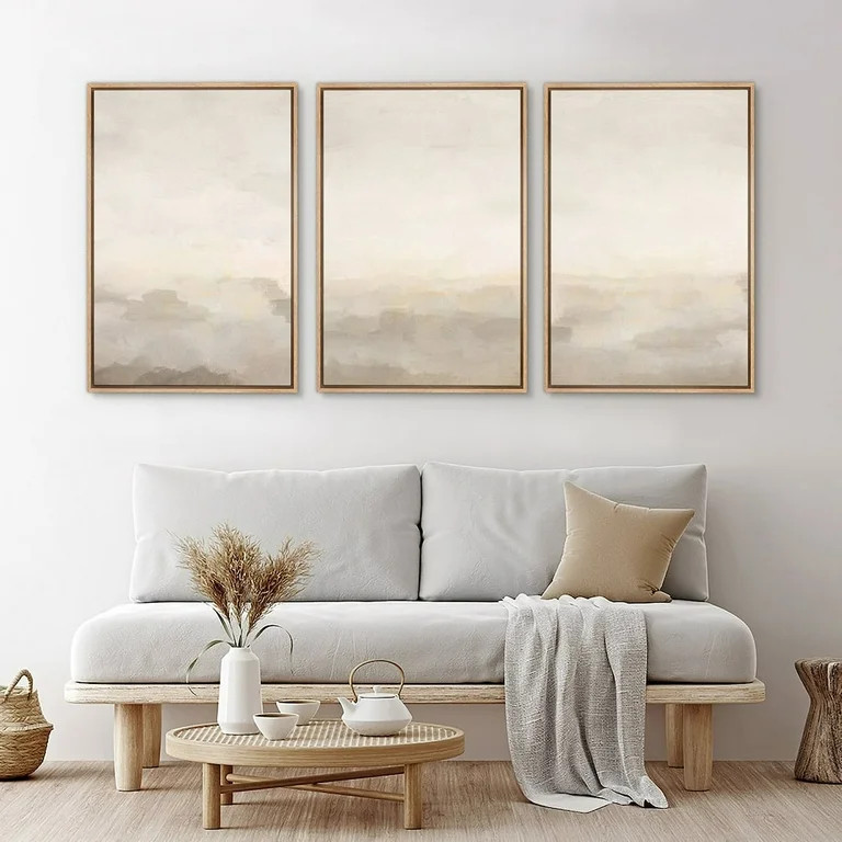 UNFFRAMED Wall Art Set Of 3 Abstract Beige Neutral Prints Art Minimalist Modern Transitional Home... | Walmart (US)