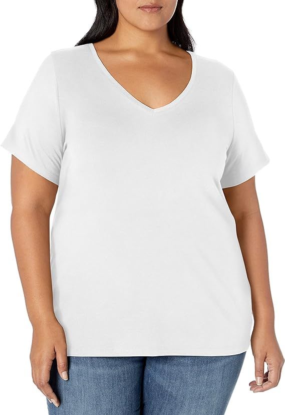 Amazon Essentials Women's Short-Sleeve V-Neck T-Shirt (Available in Plus Size) | Amazon (US)