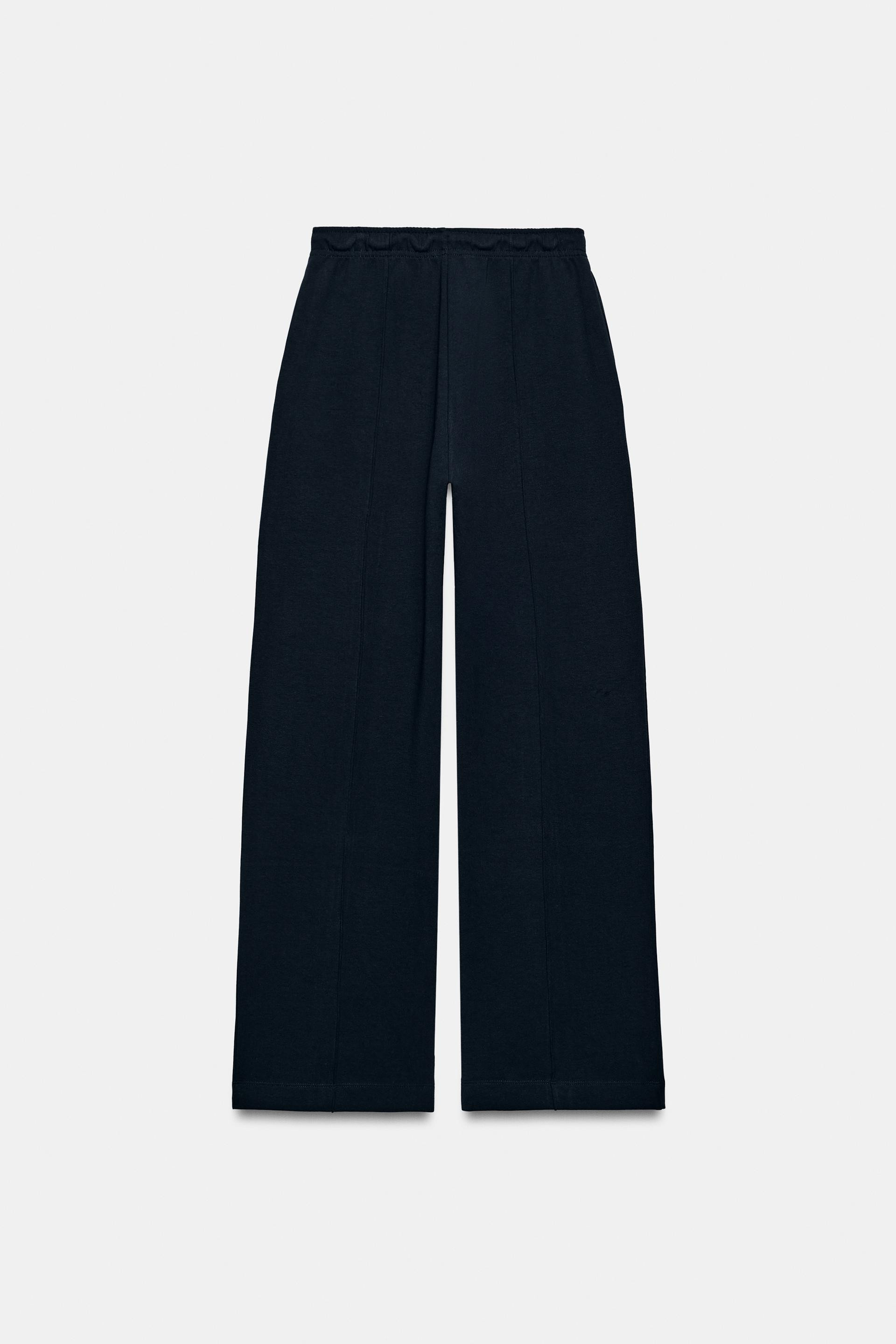 Zara - Interlock Trousers With Seam Detail - Navy Blue - Xl - Woman | Zara UK