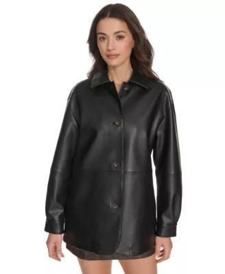 Levi's Women's Relaxed Faux Leather Blazer, Black, Medium | Belk