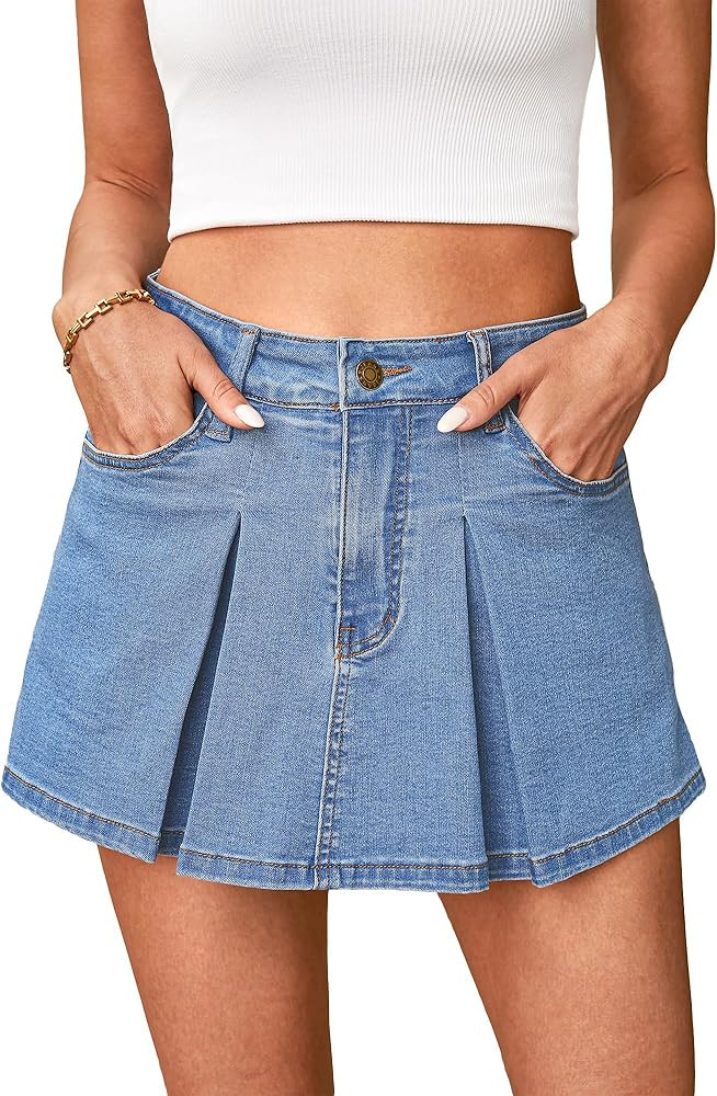 luvamia Skorts for Woman High Waisted Denim Shorts Trendy Jean Skort Skirt Country Concert Outfit... | Amazon (US)