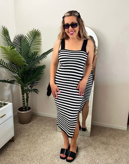 I wanna be on vacation specifically Greece wearing this dress 🤍✨🖤

Been eyeing a classic black & white striped dress like this for some time. I found an affordable one that’s only $34 !   the material is such great quality, I love the thick straps, slit and square neckline. It hugs me in all the right places!

Vacation dress, spring dress, summer dress

#LTKSeasonal #LTKstyletip #LTKtravel