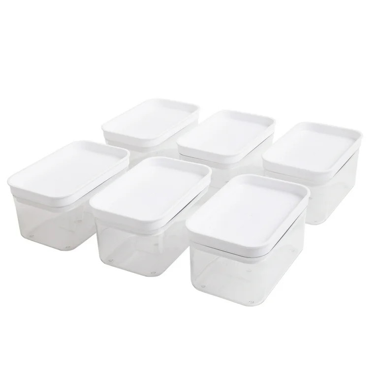 Mainstays Rectangular Plastic Food Storage Canister - Small - 6.61" W x 4.24" D x 3.64" H - Set o... | Walmart (US)