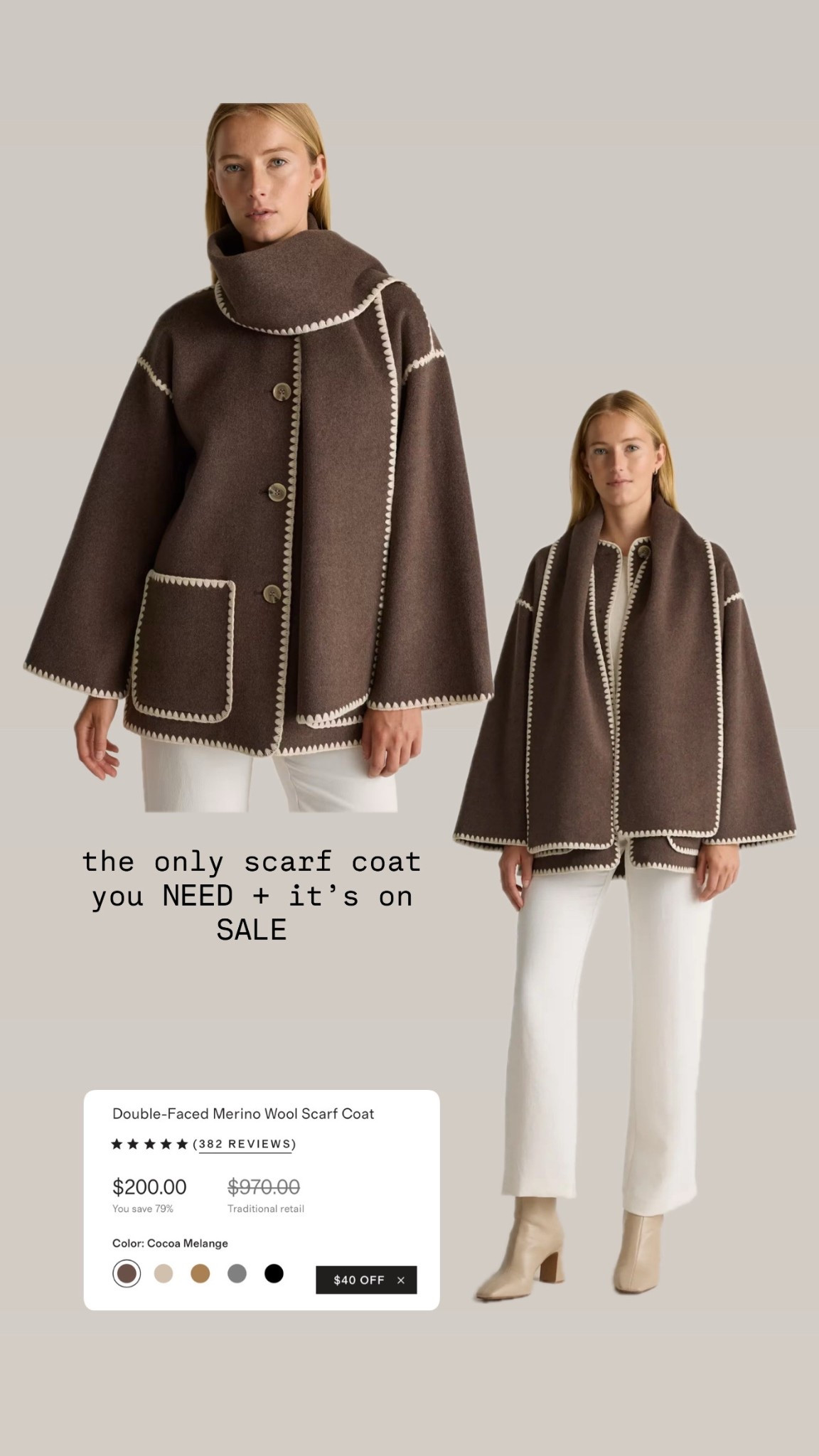 The only scarf coat you need and it’s on sale 

#LTKOver40 #LTKWorkwear #LTKTravel