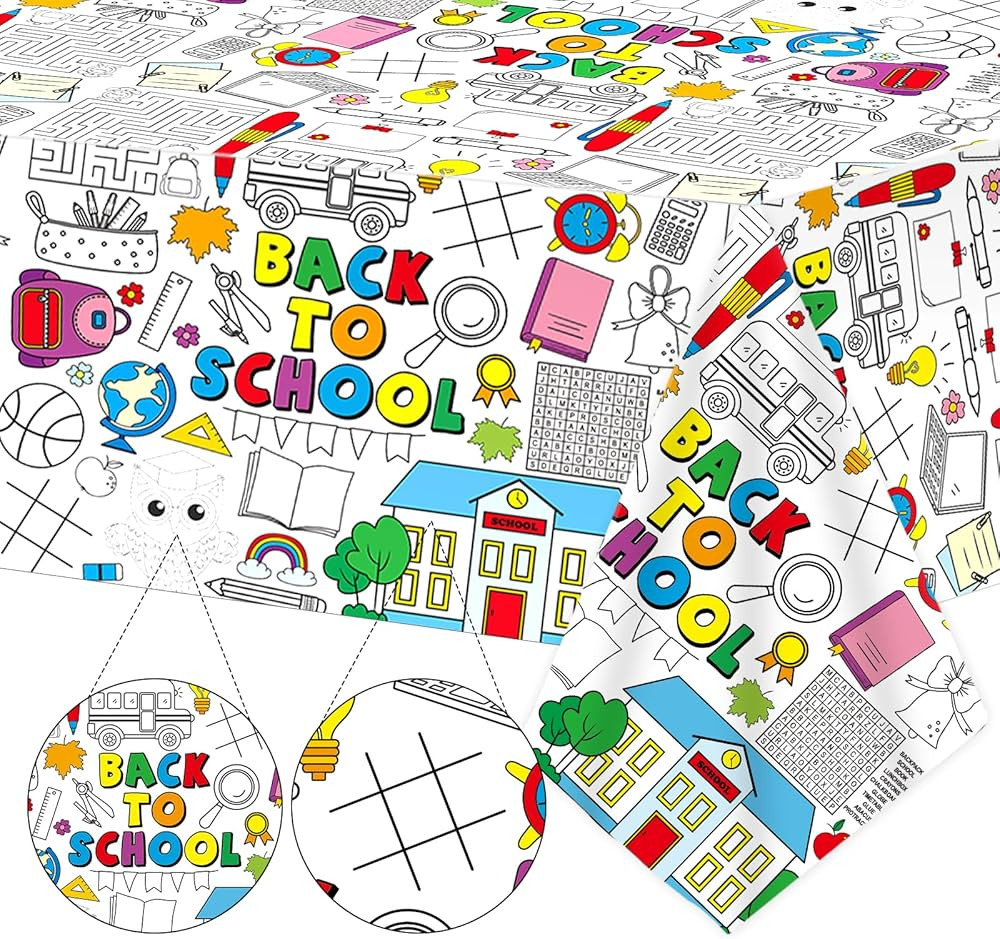 Qyeahkj Giant Back to School Coloring Table Cloth for Kids Large First Day of School Coloring Pos... | Amazon (US)
