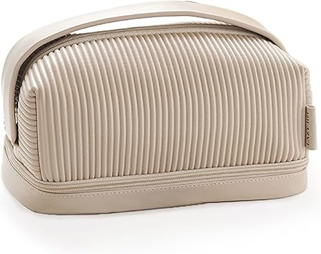 Travel Cosmetic Bag,YFFSD Large capacity PU leather storage cosmetic bag,Double Layer Makeup Bag ... | Amazon (US)